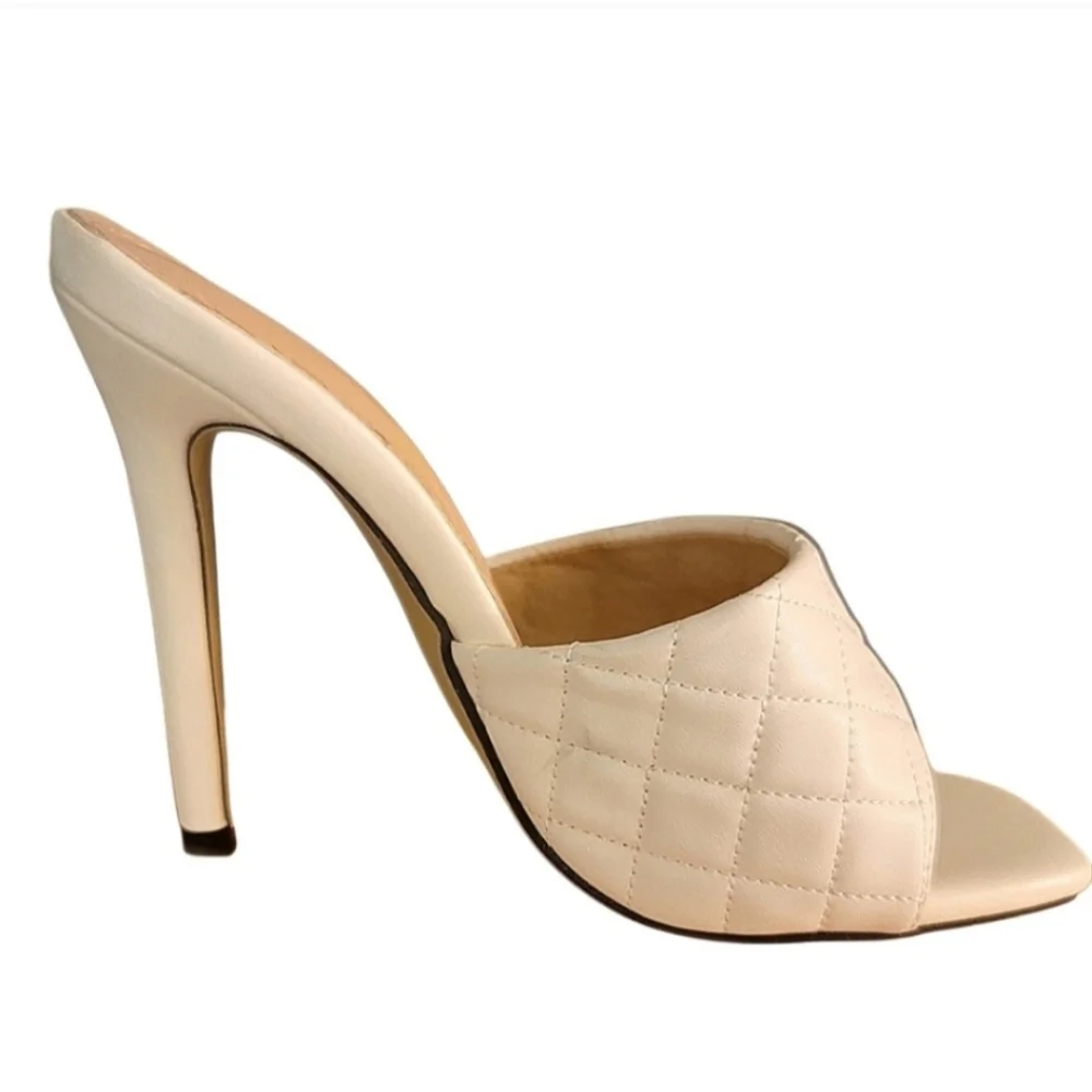 Shein Quilted Mule Heels White size 8.5 - Picture 5 of 7